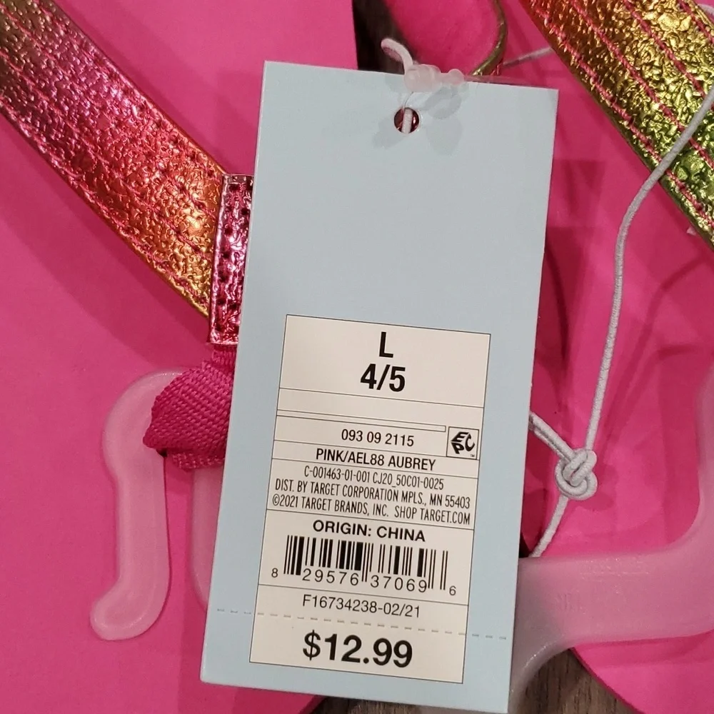Cat & Jack Metallic Strap Aubrey Flip Flops Size 4/5 Large